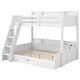 preview thumbnail 17 of 23, Twin over Full Bunk Bed with Storage Shelves, LED Light and Charging Station, Solid Wood Floor Bunk Bedframe w/a Drawer & Ladder
