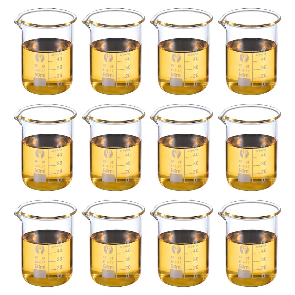 Low Form Glass Beaker, 12 Pack Glass Graduated Scale Measuring Cups
