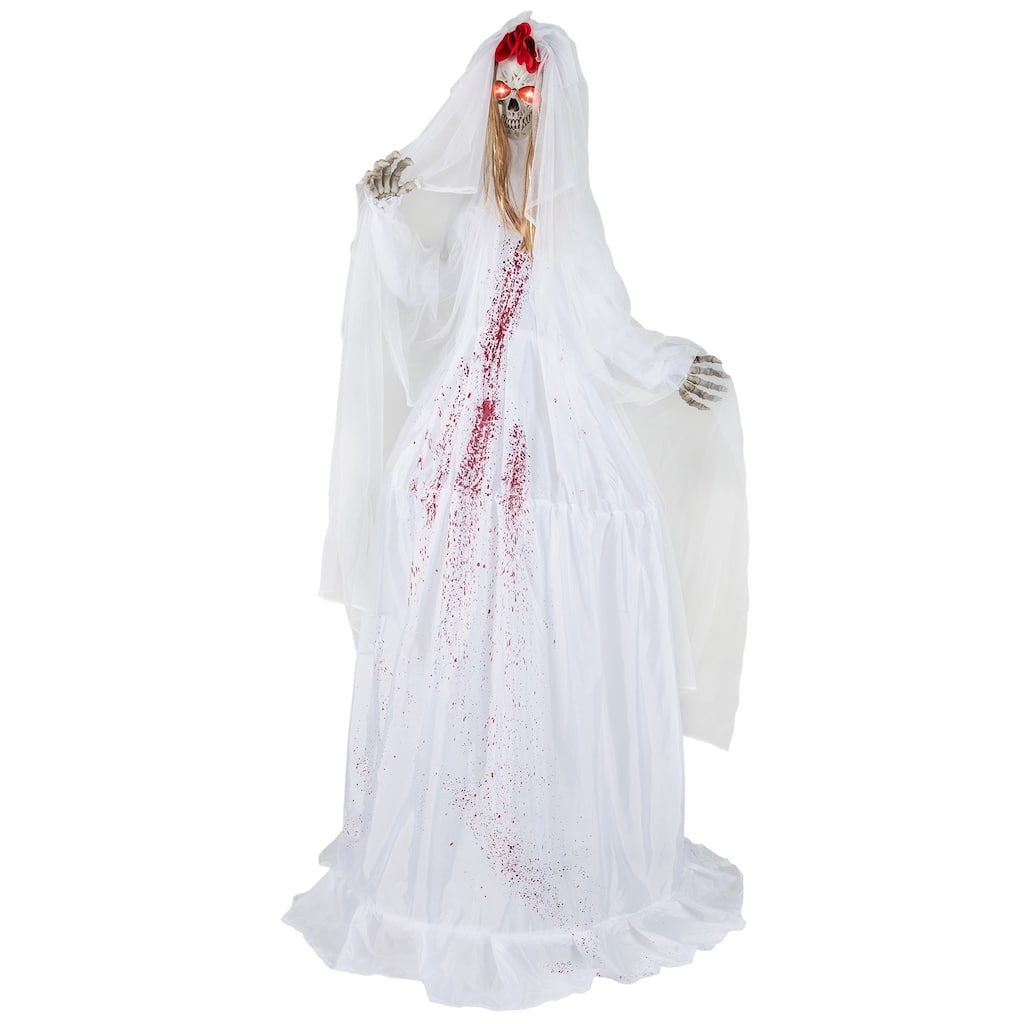 White Metal Fabric Animatronic Halloween Bride with Sound and Motion