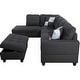 preview thumbnail 2 of 2, 3-Pieces Sectional Sofa Set,Left Facing,Black Grey Linen(125A)