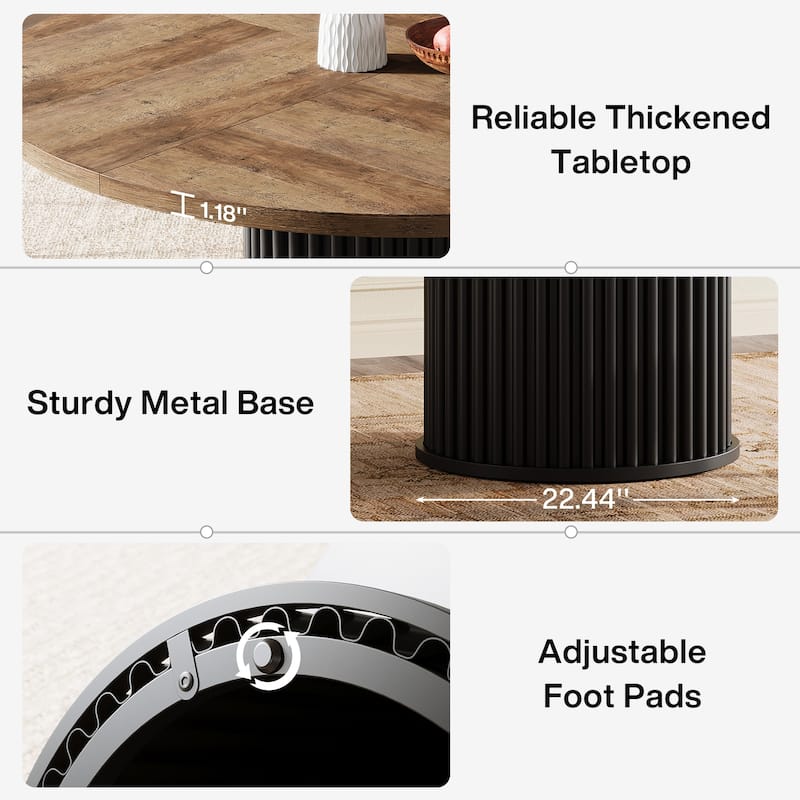 47 Inch Round Dining Table for 4-6 People - 47.24" W x 47.24" D x 29.92" H