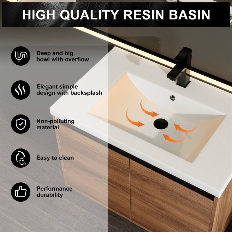 Bathroom Vanity with resin Countertop Sink
