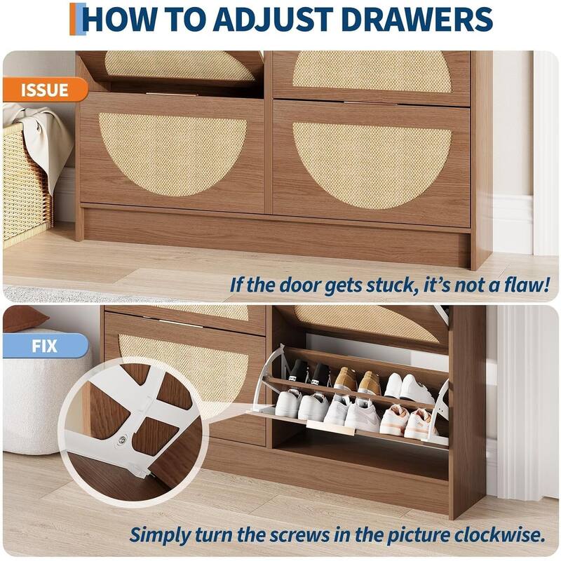 4 Turn Over Drawers Freestanding Shoe Storage Cabinet for Entryway, Hallway, Living Room