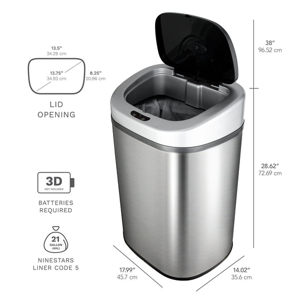NINESTARS 21.1-gallon Motion Sensor Stainless Steel Trashcan DZT