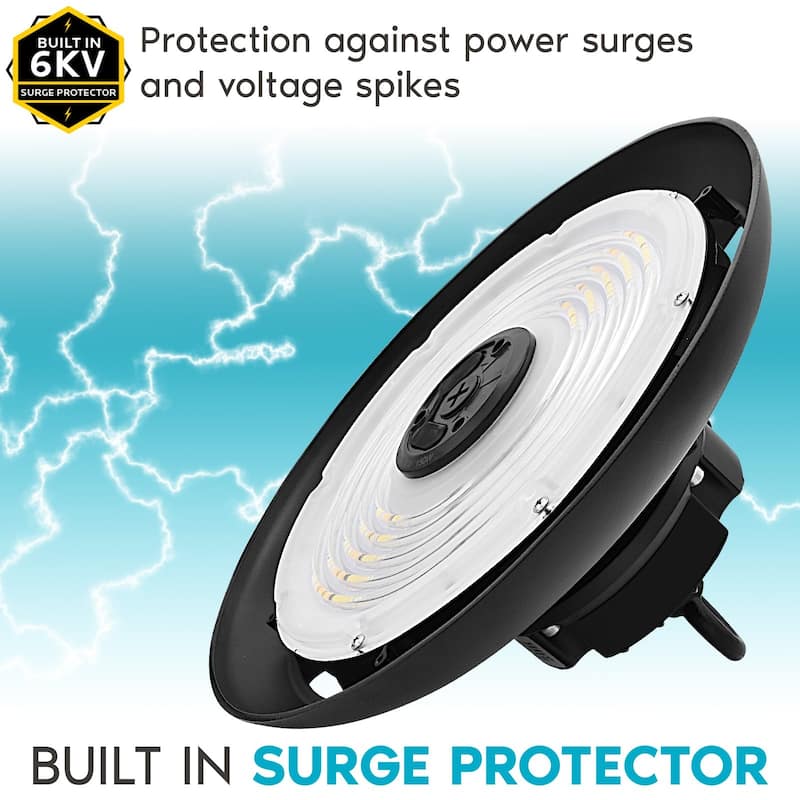 Luxrite 100/120/150W UFO LED High Bay Light, 22000 Lumens, 2 CCT 4000K 5000K, 5FT Hardwire Cable, IP65, UL