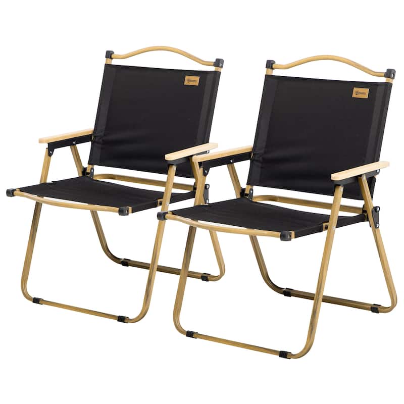 Outsunny 2 Pack Folding Camping Chair, Portable Beach Chairs Armchairs for Festivals, Fishing, Picnic and Hiking