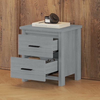 Vintage Wooden Nightstand with Two Drawers