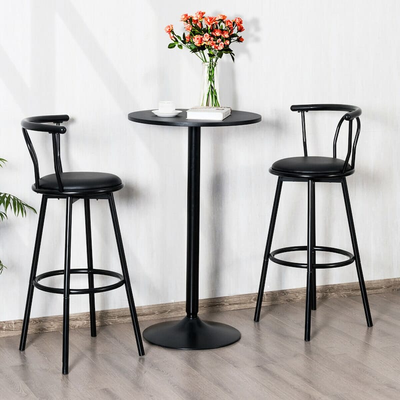 Gymax 4 PCS Round Pub Table 24'' Bistro Bar Cocktail Table w/Metal