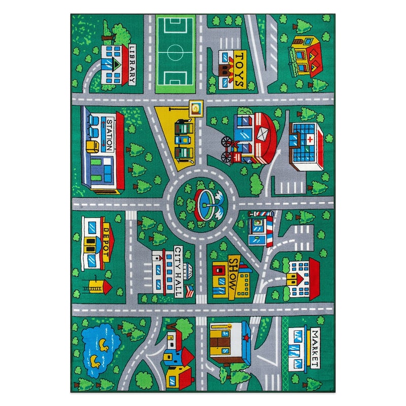 Kids Playmat Road Traffic Educational Non Slip Area Rug
