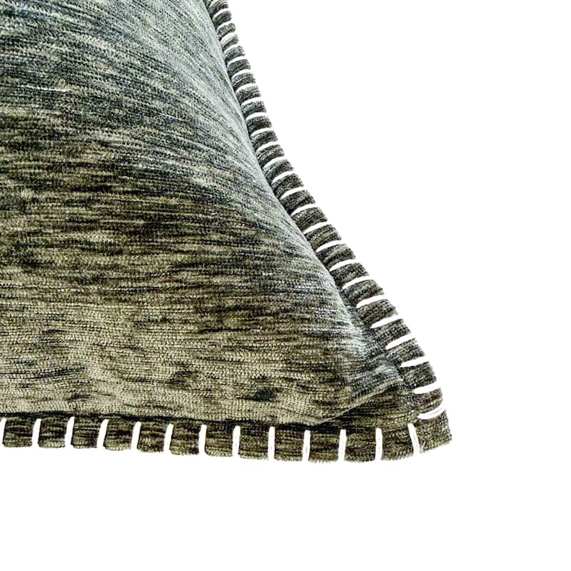 Textured Throw Pillow with Stitched Contrast Edge Set of 2
