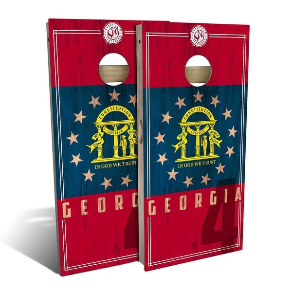 slide 2 of 8, Georgia State Flag 2 Outdoor Cornhole Board Set Backyard 2x4 - Include Carrying Case