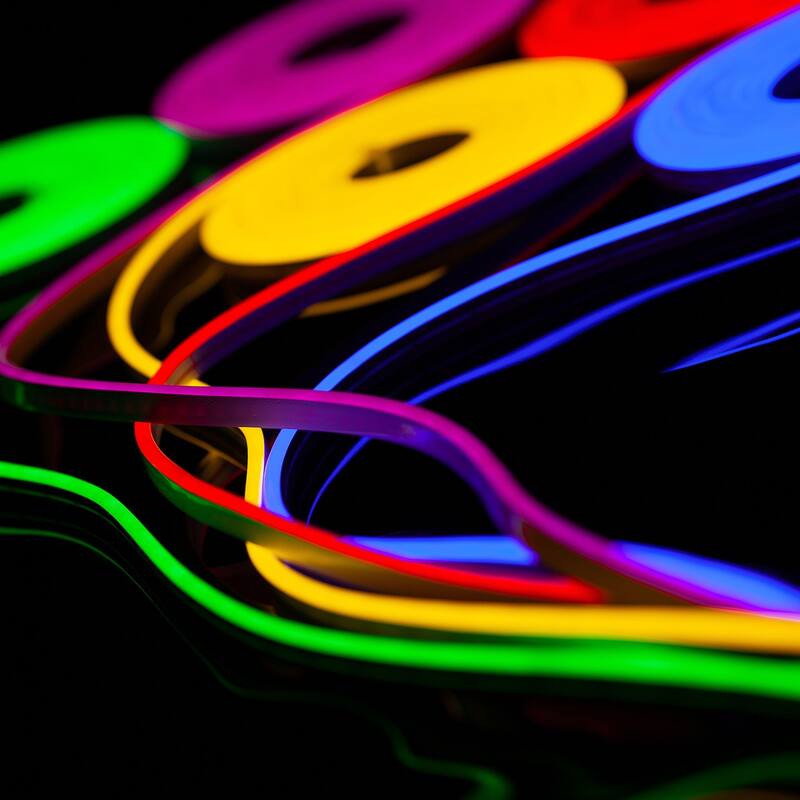 Blue 12V Mini LED Neon Strip Light Flexible Silicone Rope 16.4ft Dimmable Accent Lighting - 0.2 Inches x 0.51 Inches