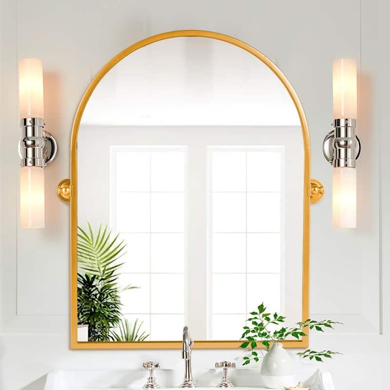 Rectangular Metal Framed Pivoted Bathroom Wall Vanity Mirror Adjustable Wall-Mounted For Modern Wall Decor