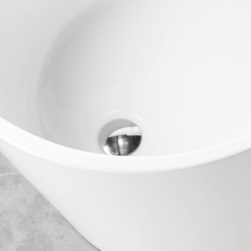 59 x 30 Inch Freestanding Acrylic Soaking Bathtub with Overflow and Pop-up Drain