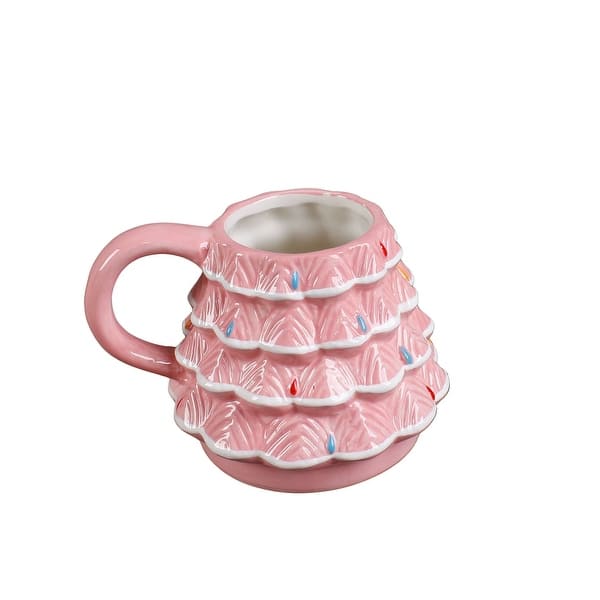 slide 2 of 4, 18oz Pink Xmas Tree Ceramic Mug