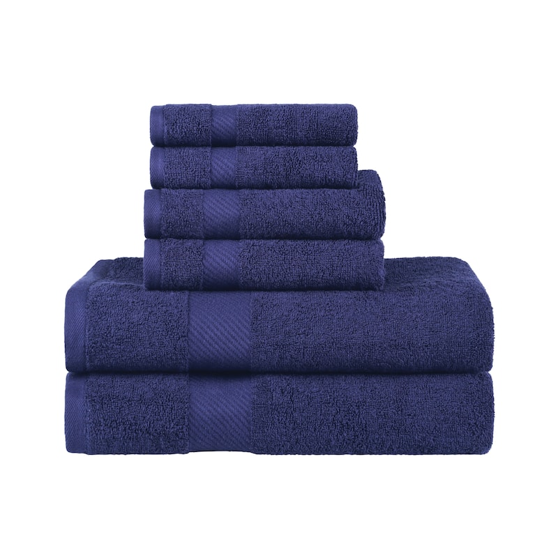 Superior Luxury Solid Highly Absorbent Egyptian Cotton 6 Piece Bath, Face, and Hand Towel Set