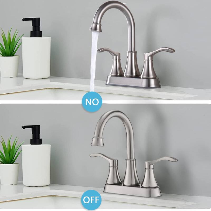 4 Inch Centerset Bathroom Sink Faucet Double Handle Bathroom Faucet with 360° Swivel Spout Vanity Tap with Pop Up Drain