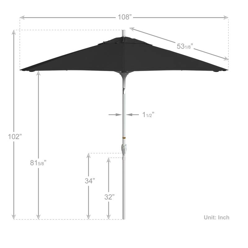 California Umbrella 9' Round Crank Lift Push Button Tilt White Aluminum Patio Umbrella with Pacifica Pacific Blue Fabric