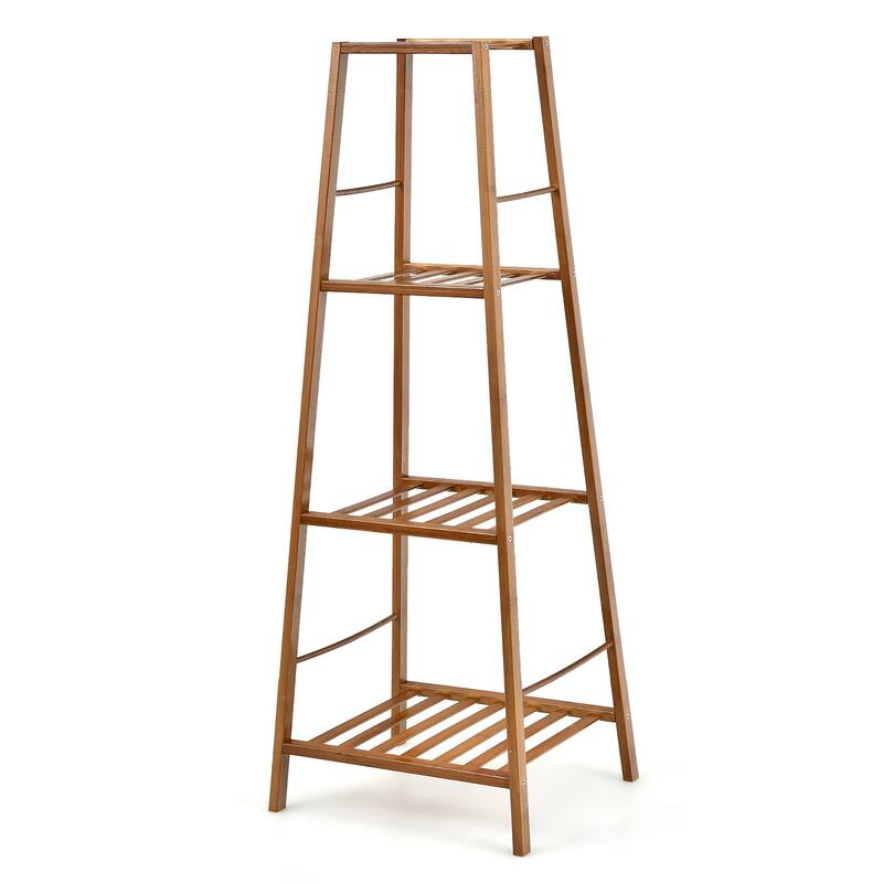 Costway Bamboo Tall Plant Stand Pot Holder Display Shelving Unit - 14.5'' x 13.5'' x 39''