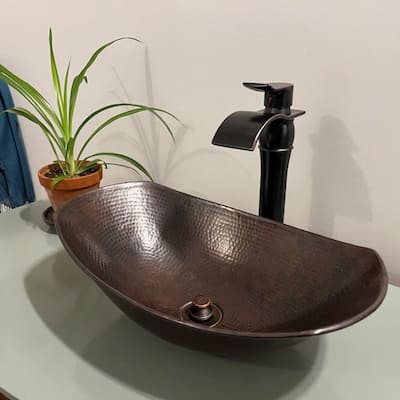 17" Oval Roman Style Copper Vessel Bathroom Sink by SimplyCopper - 17" X 11" X 4" X 5" on Ends