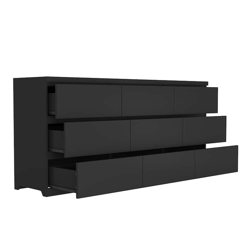 9-Drawer Cabinet for Bedroom, Wide Modern Chest of Drawers with No Handles Design for Living Room & Entryway