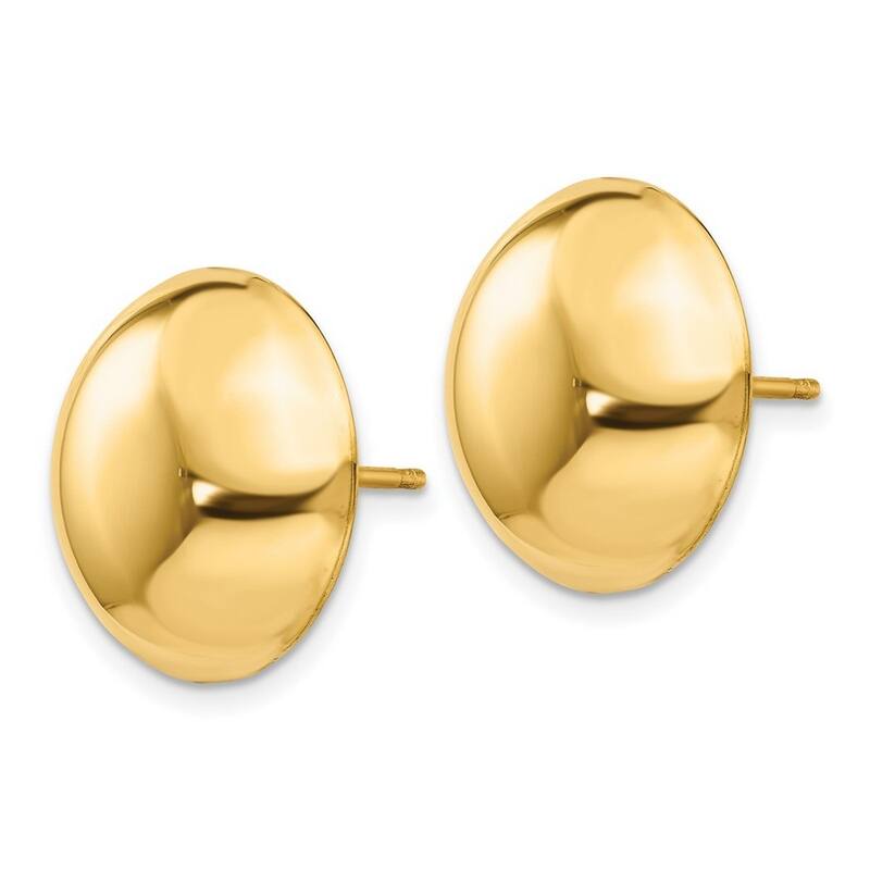 Curata Solid 14k Yellow Gold Large Polished Ball Button Post Earrings (15mm) - Orange