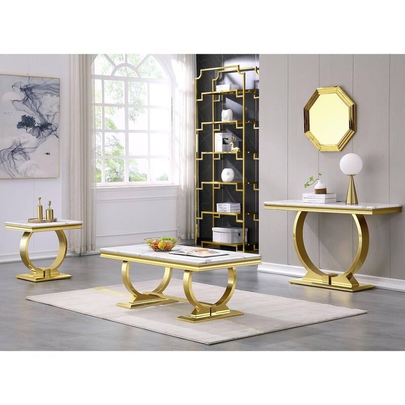 Modern metal End Table with Square Gloss Top and with metal U-shaped base