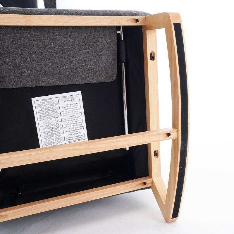 Gray Modern 26.77" High Back Upholstered Rocking Chair with Footrest and Rubber Wood Legs