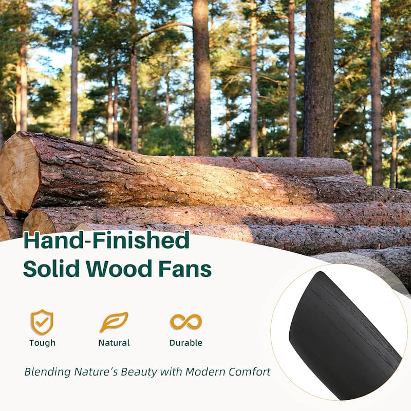 Sofucor 52" Low Profile Flush Mount Noiseless Ceiling Fan with Light and Remote,3 Solid Wood Blades,6 Speed Levels