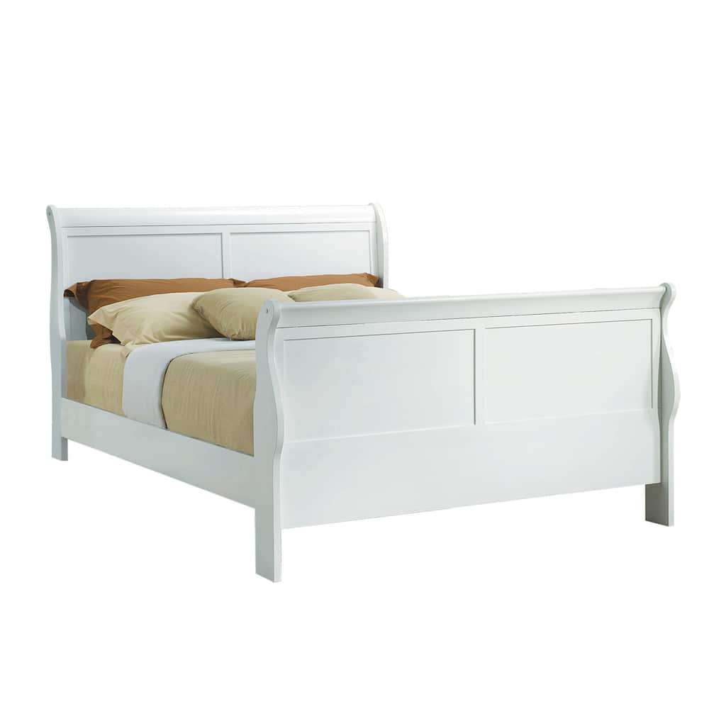 Classy Transitional Style Queen Size Sleigh Bed, White