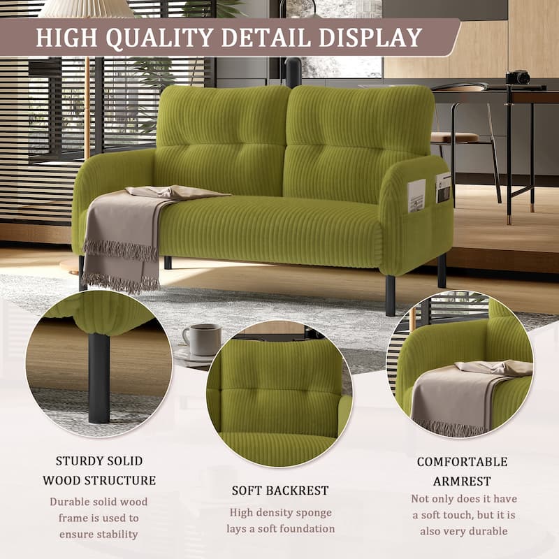 Corduroy Fabric,Comfortable Monochrome Double Sofa,Suitable For Living Rooms And Bedrooms
