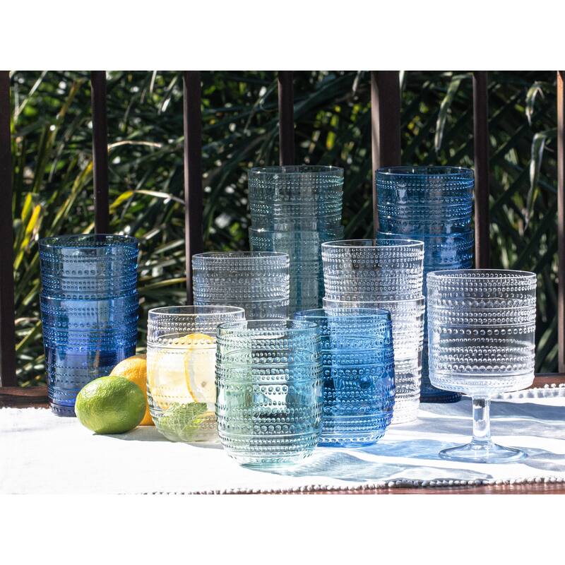 Abode Homewares by TarHong Beaded Stacking Goblet, Clear, 14.8 oz, Set of 6