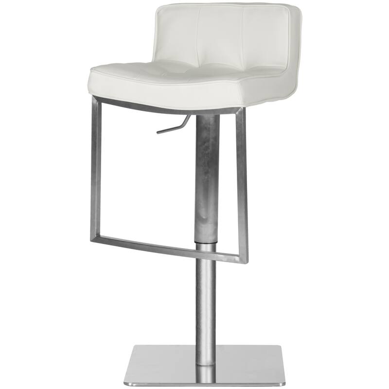 SAFAVIEH Lyndy 24.8-34.2-inch White Leather Adjustable Swivel Bar Stool - 20.1" x 16.5" x 29.9" - 20Wx17Dx30H