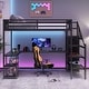 preview thumbnail 4 of 5, Metal Queen Size Loft Bed with Wardrobe and LED Light, L Shaped Desk and USB