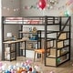 preview thumbnail 2 of 7, Full Size Metal Loft Bed with Desk and Shelves