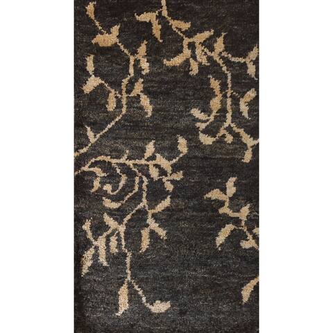 Contemporary Black Area Rug Hand-knotted Jute Carpet - 2'8"x 5'0"