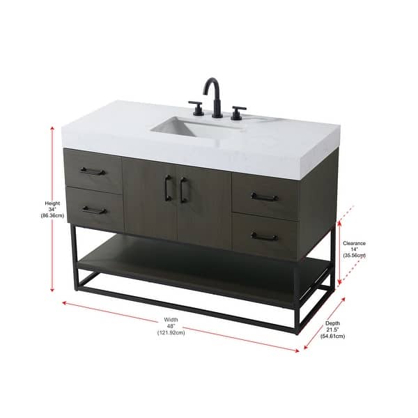 dimension image slide 2 of 12, Lennox 48 - 60 Inch Single Bathroom Vanity