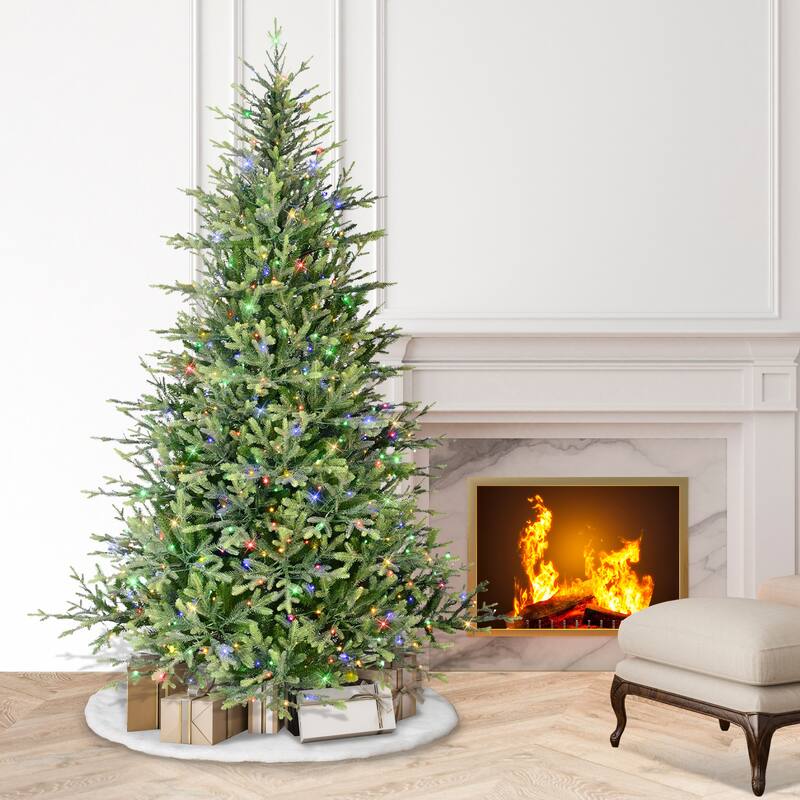 Puleo International 7.5 ft. Pre-Lit Miracle Shape Alberta Spruce Artificial Christmas Tree