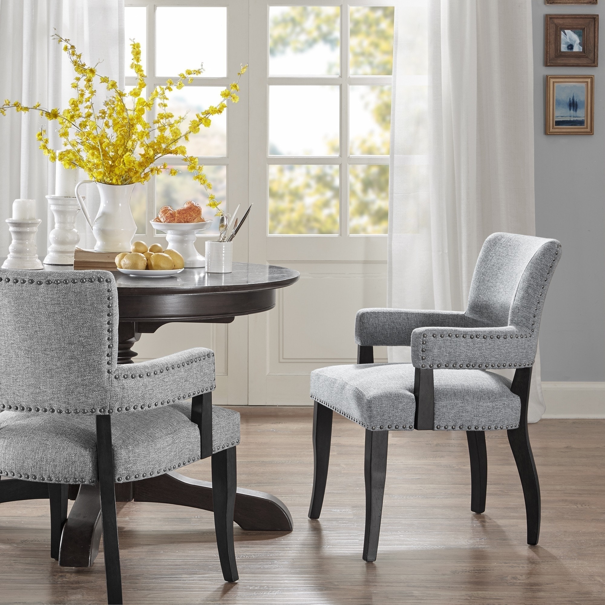 Grey and store copper dining chairs