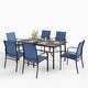 preview thumbnail 9 of 24, MAISON ARTS 7-Piece Patio Dining Set with Metal Rectangle Table and 6 Textilene Dining Chairs Blue