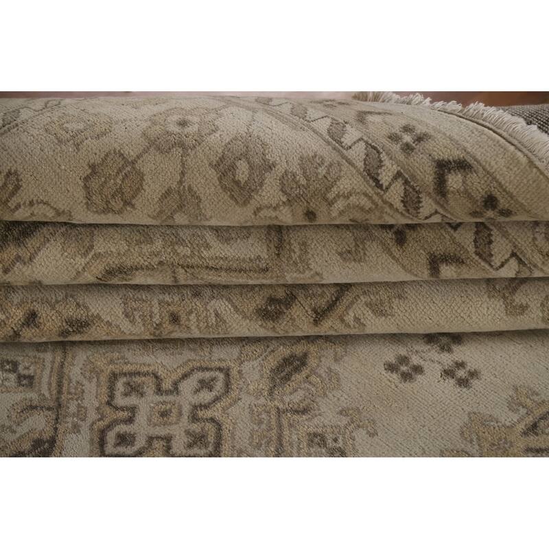 Transitional Oushak Area Rug Hand-Knotted Oriental Wool Carpet - 9'0"x 11'11"