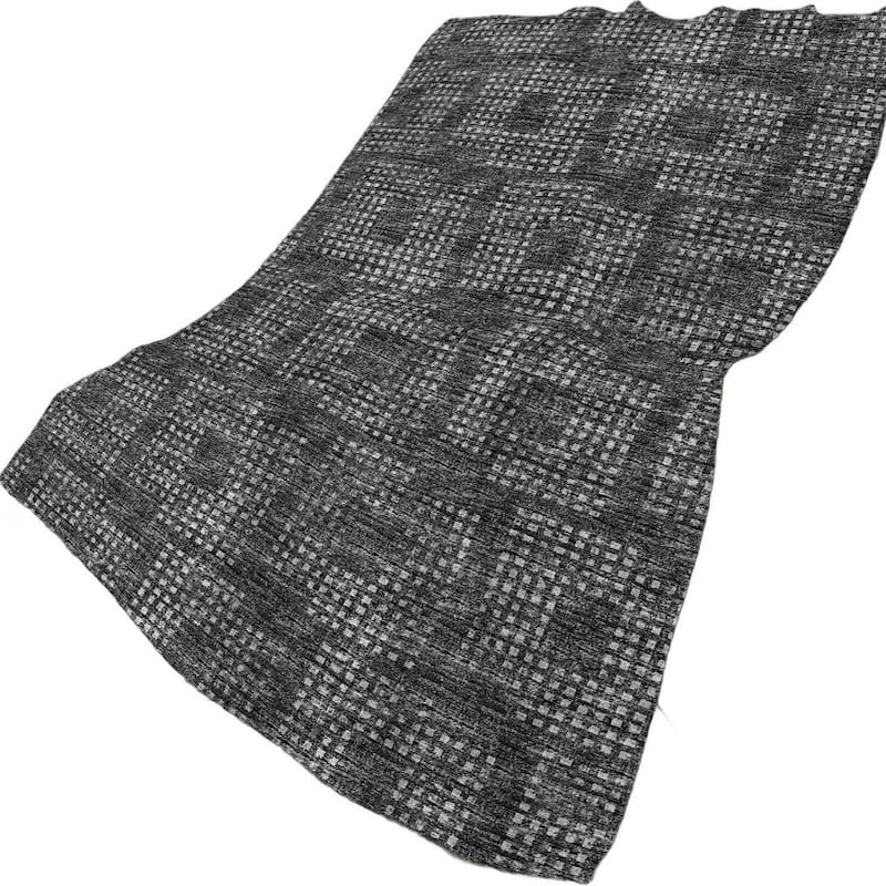 HomeRoots 50" X 70" Black And Silver Geometric Polyester Woven Plush Throw Blanket
