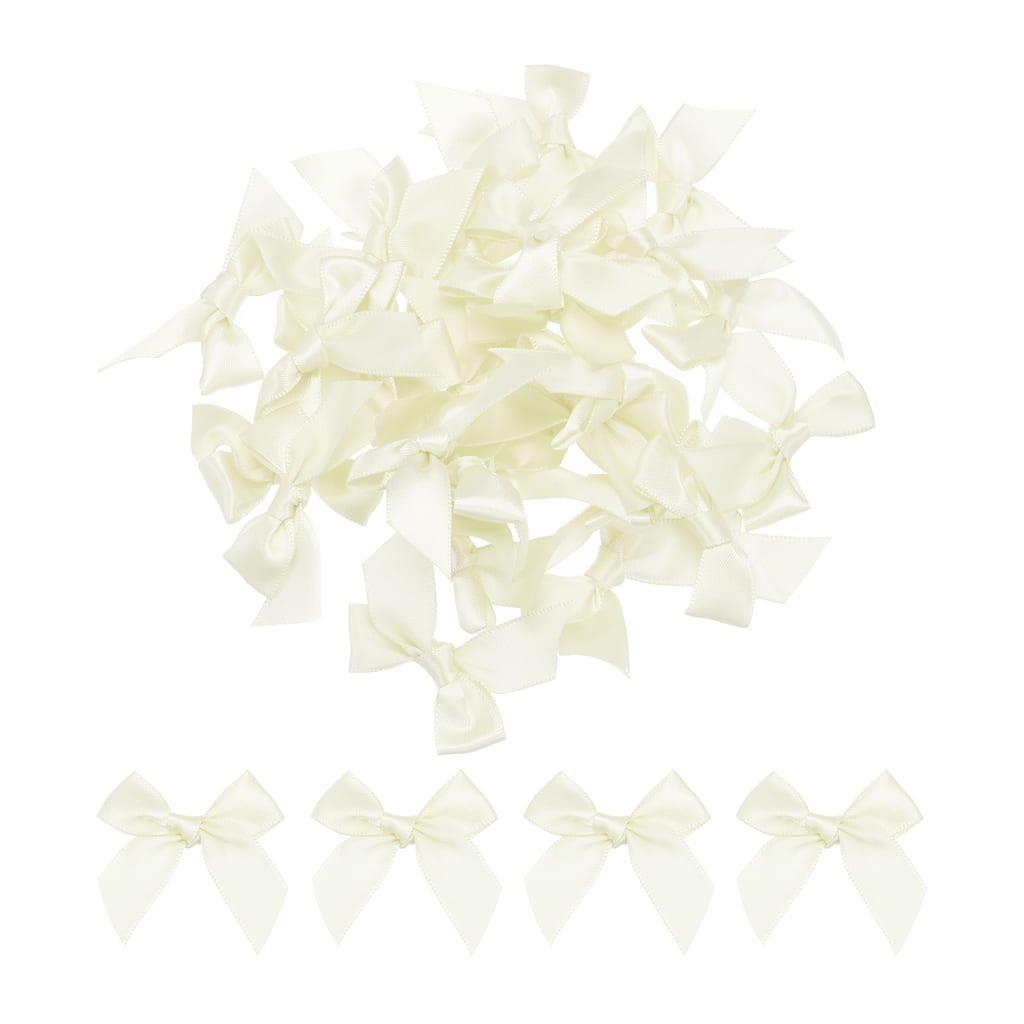 150Pcs Mini Ribbon Bow 1.5" Mini Fabric Satin Ribbon Flower Bows