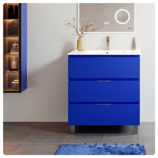 Eviva Orleans 38 in. W x 20 in. D x 23 in. H Single Sink Wallmount Bath Vanity in Wenge with White Porcelain Top