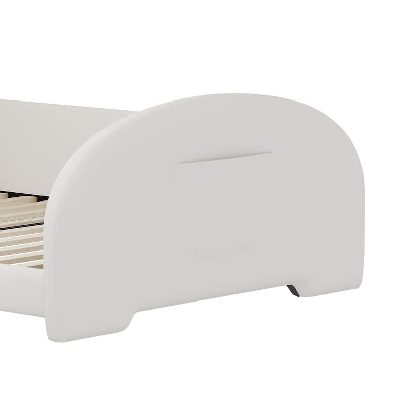 Twin Size Platform Bed with Rabbit-Shape Headboard Pocket