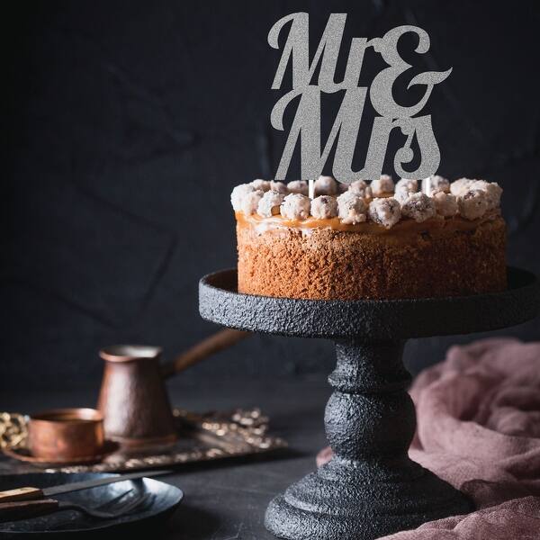 Shop Club Pack Of 12 Glittered Silver Mr Mrs Decorating Cake