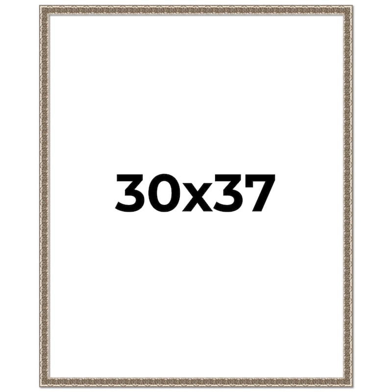 30x37 Frame Silver Versailles Ornate Solid Wood Picture Frame | 1 Inch