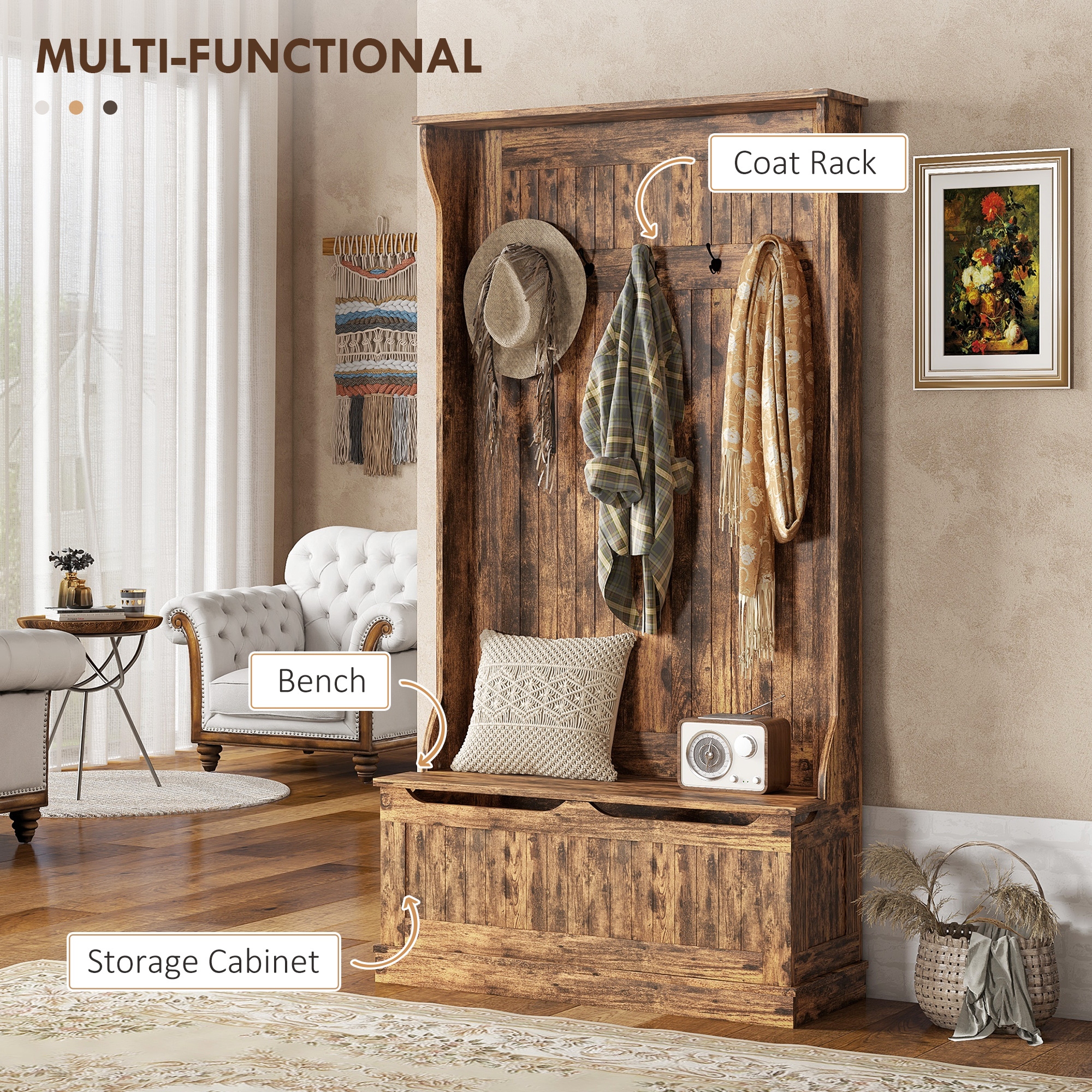 Homcom hall tree with storage bench and coat rack best sale