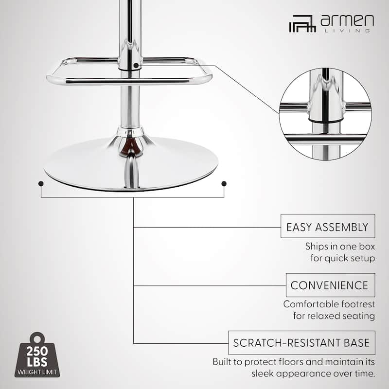 Leland Adjustable Faux Leather and Metal Bar Stool