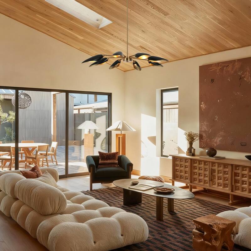 Modern 8-Light Large Black Gold Wheel Chandelier Metal Pendant Lights for Dining Room with Adjustable Head